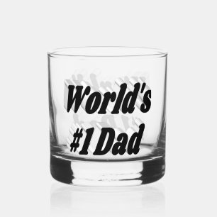Dad black half text Fathers Day Whiskey Glass
