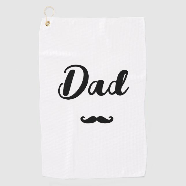 Dad black handlebar moustache golf towel (Front)