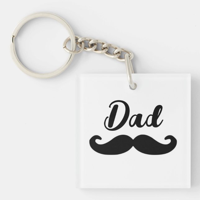 Dad black handlebar moustache keychain (Front)