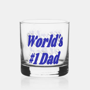 Dad blue half text Fathers Day Whiskey Glass