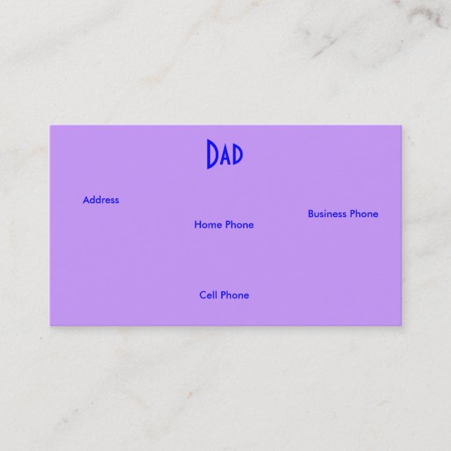 Dad Blue Purple Roses I Profile Card (Front)