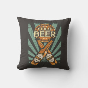 Dad Blue Strips Cold Beer Throw Pillow