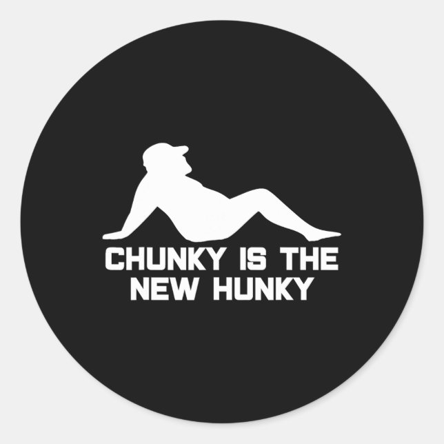 Dad Bod Chunky Is The New Hunky Dadbod Silhouette  Classic Round Sticker (Front)