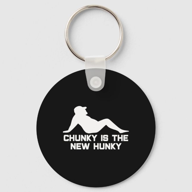 Dad Bod Chunky Is The New Hunky Dadbod Silhouette  Keychain (Front)