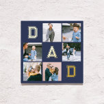 Dad Bold Multi Photo Navy Blue Foil Prints<br><div class="desc">Poster features modern photo college and Mom in foil.</div>
