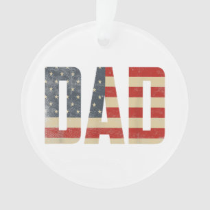 Dad Bold Patriotic American Flag Father’s Day Dad Ornament