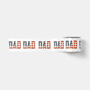 Dad Bold Patriotic American Flag Father’s Day Dad Satin Ribbon