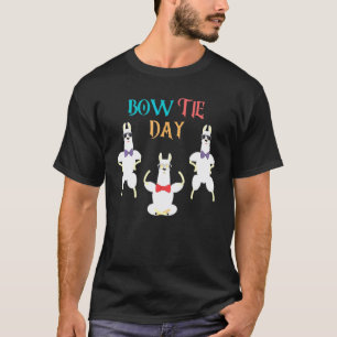 Dad Bow Tie Day Daddy Llama  Animal T-Shirt