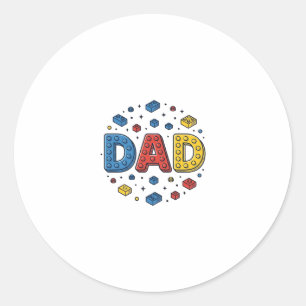 Dad Building Blocks Vintage Vector Design_1 Classic Round Sticker