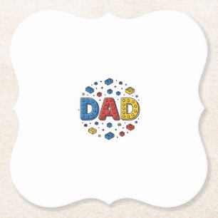 Dad Building Blocks Vintage Vector Design_1 Paper Coaster