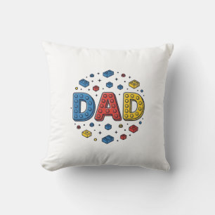 Dad Building Blocks Vintage Vector Design_1 Throw Pillow