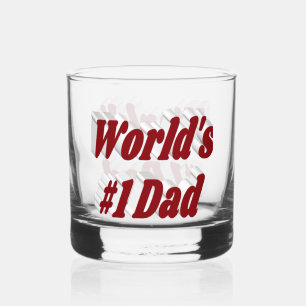 Dad burgundy half text Fathers Day Whiskey Glass