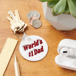 Dad burgundy text  keychain