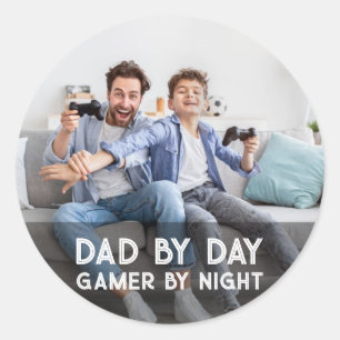Dad By Day Gamer By Night Son And Dad Father's Day Classic Round Sticker