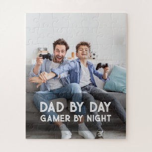Dad By Day Gamer By Night Son And Dad Father's Day Jigsaw Puzzle