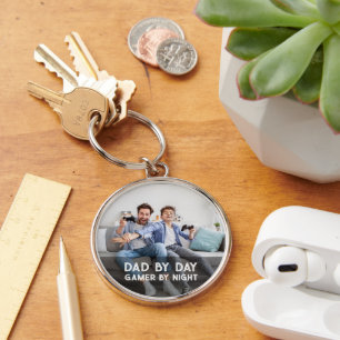Dad By Day Gamer By Night Son And Dad Father's Day Keychain