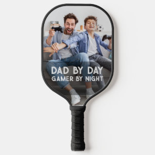 Dad By Day Gamer By Night Son And Dad Father's Day Pickleball Paddle