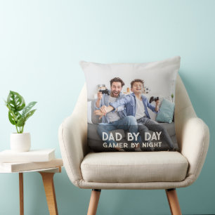 Dad By Day Gamer By Night Son And Dad Father's Day Throw Pillow