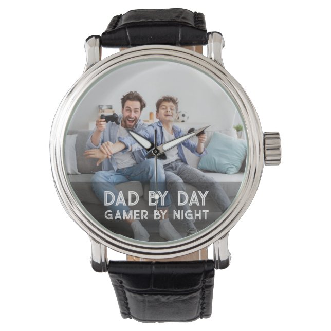 Dad By Day Gamer By Night Son And Dad Father's Day Watch (Front)