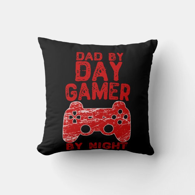 Dad By Day Gamer By Night - Video Games Throw Pillow (Front)