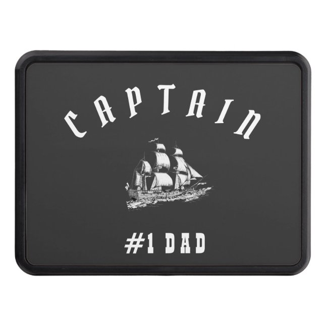Dad Captain Modern Daddy Father Black Trailer Hitch Cover (Front)