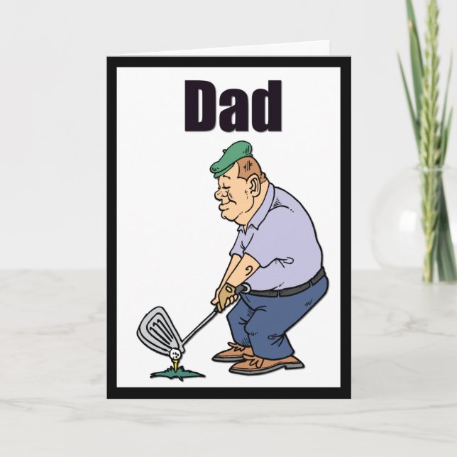 Dad Cartoon Golfer 2 Happy Father's Day Card (Front)