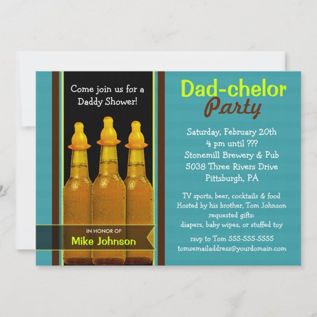 Dad-chelor Party - Daddy Baby Shower Invitations (Front)