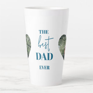 Dad & Child Photo – Heart Frame Best Dad Ever Latte Mug