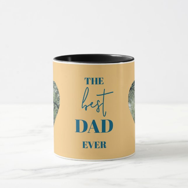 Dad & Child Photo Mug – Heart Frame Best Dad Ever (Center)