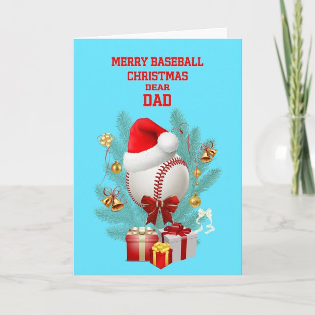 Dad Christmas Baseball Holiday Card (Front)