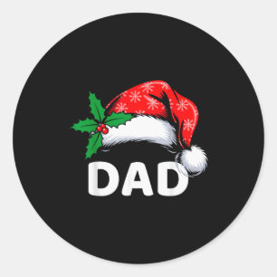 Dad Christmas Family Pajamas Matching Santa Hat Ou Classic Round Sticker