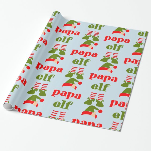 DAD CHRISTMAS WRAPPING PAPER "PAPA ELF" (Unrolled)