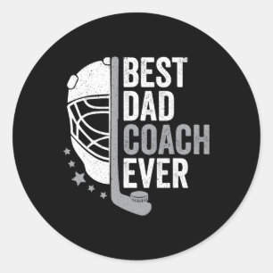 Dad Coach Ever Father's Day Hockey Classic Round Sticker
