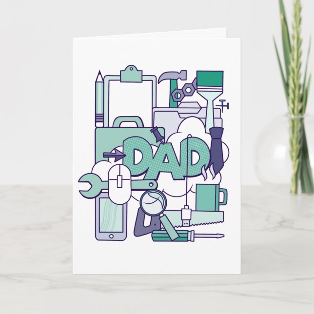 Dad collage with tools tech Fathers Day card (Front)