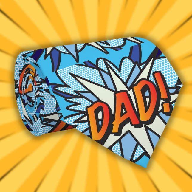 DAD Cool Fun Modern Superhero Comic Book Tie (Creator Uploaded)