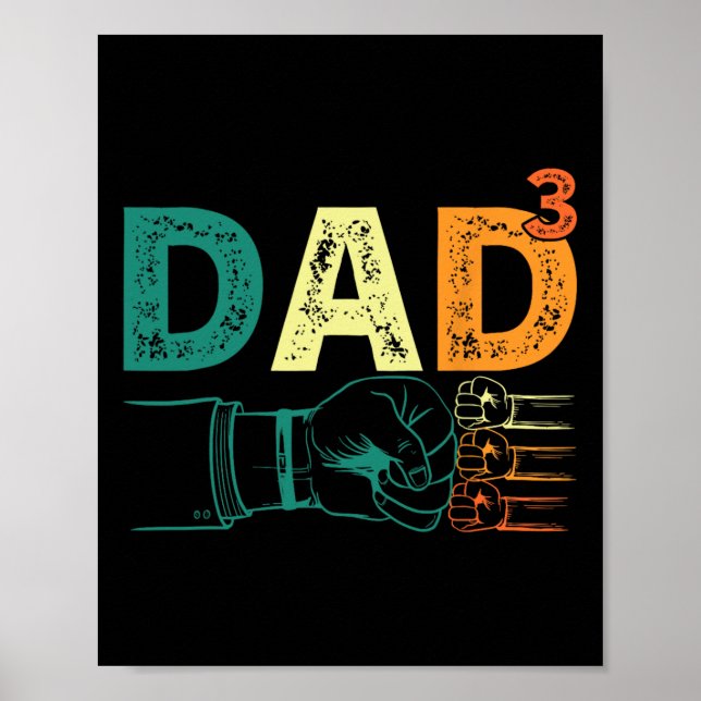 Dad Cubed Dad Of Three Mens Quote Funny Christmas  Poster (Front)