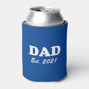 Dad Custom Established blue & white modern fun Can Cooler