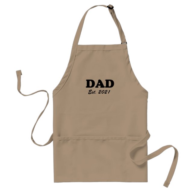 Dad custom established date black modern text standard apron (Front)