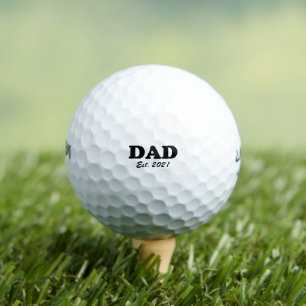 Dad custom established date black personalized golf balls