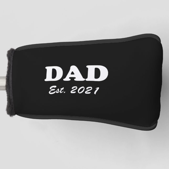Dad custom established date black personalized  golf head cover (Front)