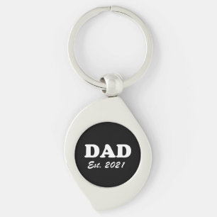 Dad custom established date black white modern fun keychain