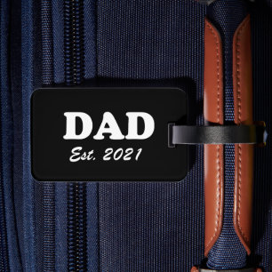 Dad Custom Established date black white modern Luggage Tag