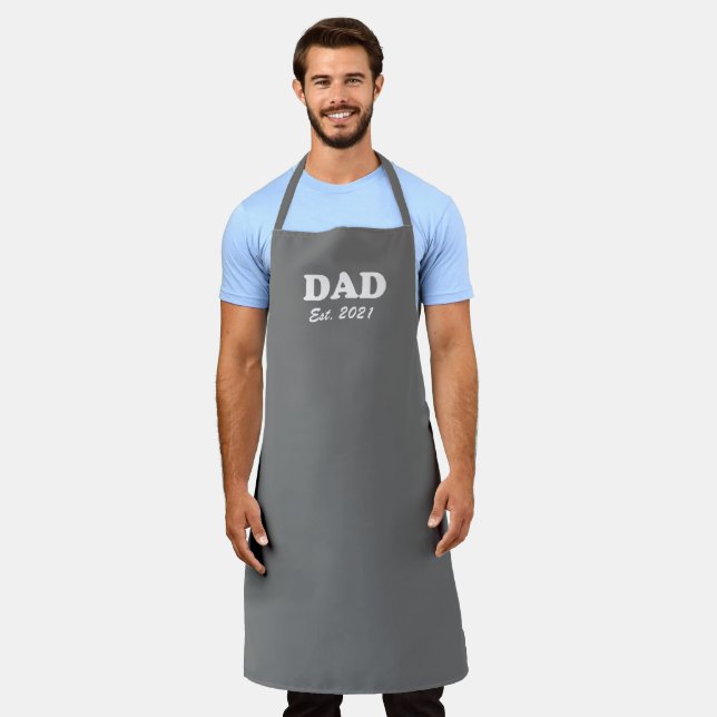 Dad Custom Established date grey modern grill bbq Apron (Worn)
