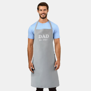 Dad Custom Established date light grey grill bbq Apron