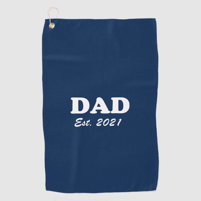 Dad custom established date navy blue personalized golf towel (Front)