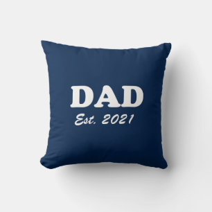 Dad custom established date navy blue white modern throw pillow