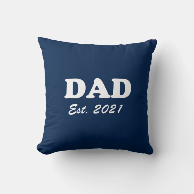 Dad custom established date navy blue white modern throw pillow (Front)