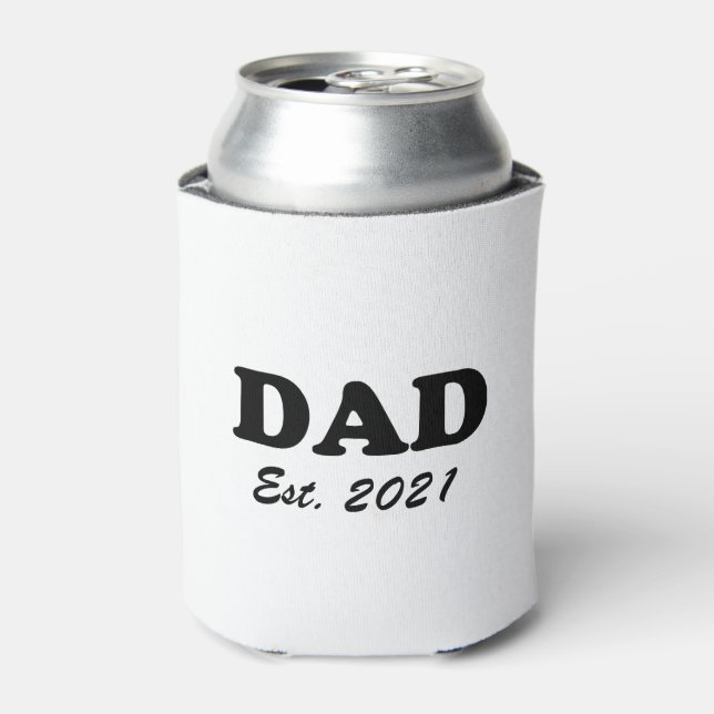Dad custom established date Personalized fun cool Can Cooler (Can Front)