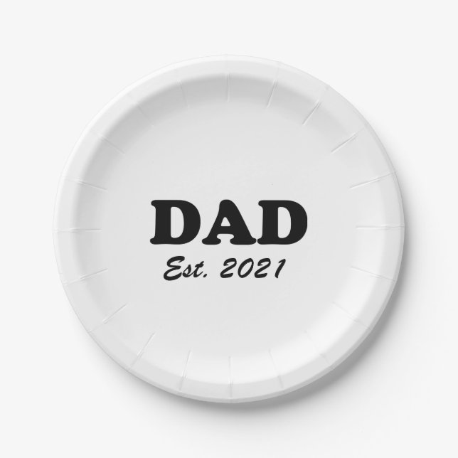 Dad custom established date Personalized fun cool  Paper Plate (Front)