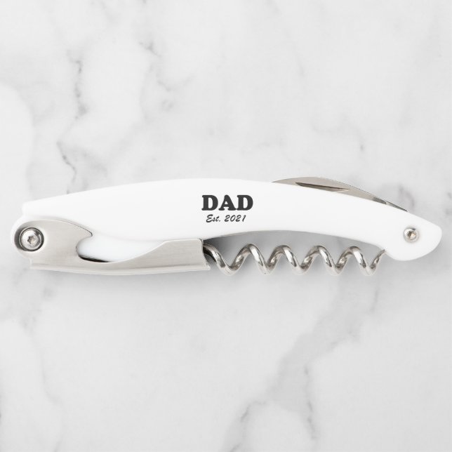 Dad Custom Established date personalized modern Corkscrew (Front)